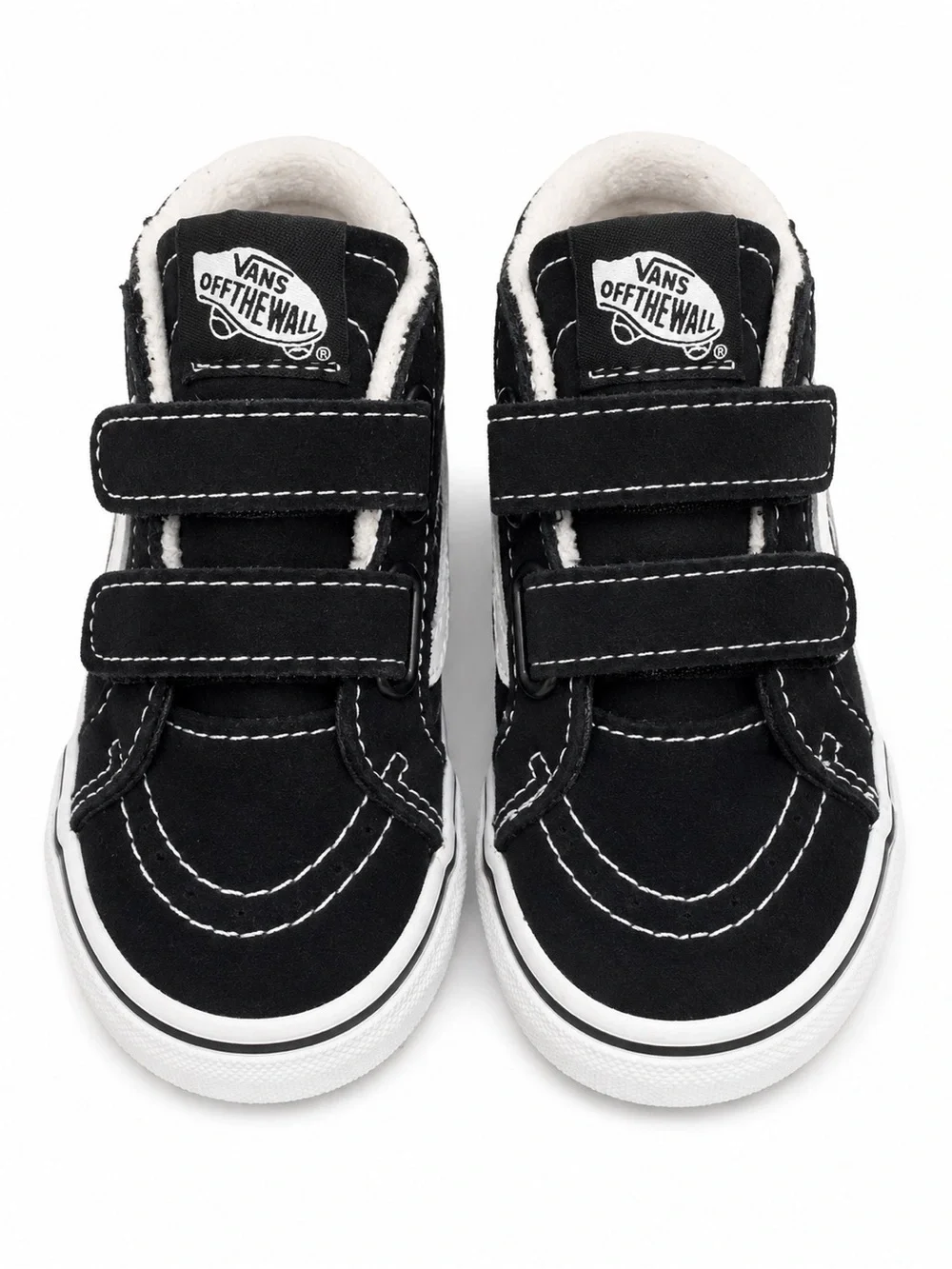 Vans Kids Black and White Velcro High-Top Sneakers